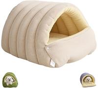 Comfortable Monster Cat Bed, a Soft and Warm cat Tent Bed, a Monster cat Couch Tent with Removable Cushions, a Covered Indoor, a Soothing, Anti-Anxiety Plush Cuddle Couch.(Light Beige)