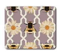 Comfortable Mouse Mat - Art Deco Bumble Bee Flower 23.5 x 19.6 cm (9.3 x 7.7 inches) for Computer & Laptop, Office, Non-slip Base - RM2139