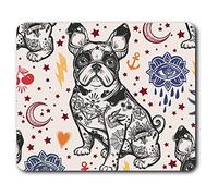 Comfortable Mouse Mat - French Bulldog Tattoo Animals Pets Dog 23.5 x 19.6 cm (9.3 x 7.7 inches) for Computer & Laptop, Office, Non-slip Base - RM8458