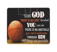 Comfortable Mouse Pad, Basketball with God There is No Limit All Things are Possible Mousepads Multifunctional Keyboard Pad 25X30cm for Work Studying Gamer