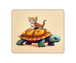 Comfortable Mouse Pad, Cat Cute Riding Tortoise Sea Turtle Animal Gaming Mousepad Non-Slip Desk Pad 25X30cm for Studying Computer Office