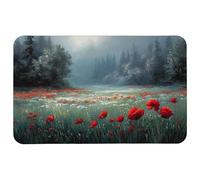 Comfortable Mouse Pad Green Field with a Few Large red Poppies Surrounded by a Office Mousepad Desk Mats 25x30cm for Work,Studying,Computer