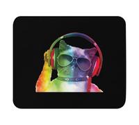 Comfortable Mouse Pad, Hiphop Dance Bash Graphic Cool Kitty DJ Music Electro Gaming Mousepad Ergonomic Desk Mats 25X30cm for Studying Gamer PC