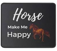 Comfortable Mouse Pad, Horses Make Me Happy Funny Horse Mouse Mat Non-Slip Desk Pad 25X30cm for Home Gamer PC