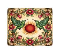 Comfortable Mouse Pad, Spring Flower Vibrant Green Hummingbirds with Red Sun Mouse Mat Premium Desk Mats 25X30cm for Laptop Typing Work