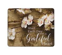 Comfortable Mouse Pad, Start Each Day with A Grateful Heart Peach Mouse Mat Non-Slip Desk Mats 25X30cm for PC Work Studying