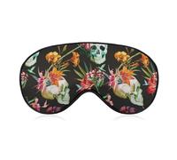 Comfortable Night Eye Shade Nap, Mexican Sugar Skull Flowers Eye Cover, Soft Elastic Strap for Women Men