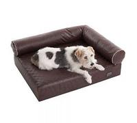 Comfortable Orthopaedic Memory Foam Dog Bed w/ Removable Cover In Brown, Distressed Faux Leather. Very Hygienic. Ideal For Older Dogs Or Those With Joint Issues. (85 x 65 x 30 cm (L x W x H))