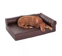 Comfortable Orthopaedic Memory Foam Dog Bed w/ Removable Cover In Brown, Distressed Faux Leather. Very Hygienic. Ideal For Older Dogs Or Those With Joint Issues. (110 x 70 x 32 cm (L x W x H))