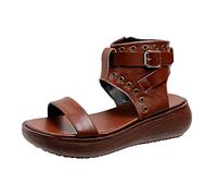 Comfortable Orthopedic Flatform Sandals for Women Casual Fashion New Women Black Sandals High Top Fashion Roman Flat Light Blue Heels Womens Sandles Size 7 (Brown,4.5)