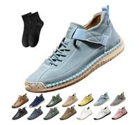 Comfortable Orthopedic Sneakers,Women's Handmade Leather Orthopedic Comfy Shoes - Arch Support Adjustable Comfortable Orthopedic Shoes,Soft Support Slip on Loafers (Light Blue,39EU)
