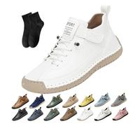 Comfortable Orthopedic Sneakers,Women's Handmade Leather Orthopedic Comfy Shoes - Arch Support Adjustable Comfortable Orthopedic Shoes,Soft Support Slip on Loafers (White-a,43EU)