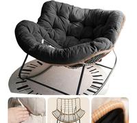 Comfortable Outdoor Rocking Chair Rattan Weave Patio Egg Chair with Thick Cushions Skin-Friendly Indoor/Outdoor Seating for Living Room Bedroom Porch Garden (Black Large)