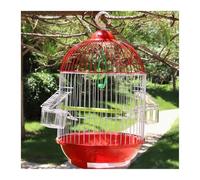 Comfortable Parrot Bird Cage High-grade Small Round Ornamental Bird Cage Practical(Red)
