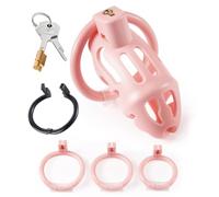 Comfortable Penis Cage with Open Rings, Practical Convenient Chastity Devices for Male Sexual Restraint -UKGA66Z (Pink, B:Same &Cheaper)
