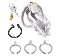 Comfortable Penis Cage with Open Rings, Practical Convenient Chastity Devices for Male Sexual Restraint -UKGA66Z (Transparent, B:Same &Cheaper)