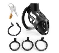 Comfortable Penis Cage with Open Rings, Practical Convenient Chastity Devices for Male Sexual Restraint -UKGA66Z (Black, B:Same &Cheaper)