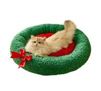 Comfortable Pet Bed, Cozy Cat Cushion, Small Dog Bed, Holiday Pet Bed, Plush Round Cushion, Warm Pet Bed, Decorative Dog Bed, Festive Pet Cushion, Puppy Bed, Cat Sleeping Cushion, Soft Pet Nes