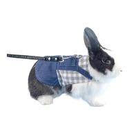 Comfortable Pet Rabbit Leash And Clothing Accessories Ensemble With Young Rabbit Denim Clothing Designed To Ensure And Freedom Of Movement For Your Furry Friend (plaid-gray,L)