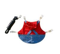 Comfortable Pet Rabbit Leash And Clothing Accessories Ensemble With Young Rabbit Denim Clothing Designed To Ensure And Freedom Of Movement For Your Furry Friend (hat-red,M)