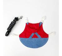 Comfortable Pet Rabbit Leash And Clothing Accessories Ensemble With Young Rabbit Denim Clothing Designed To Ensure And Freedom Of Movement For Your Furry Friend (hat-red,S)