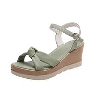 Comfortable Platform Chunky Sandals for Women Women's Slope Heel Chunky Heel Thick Bottom One Buckle Strap Open Toe Summer Sandals White Wedding Woman Sandal Shoes Size 4 (Green,4)