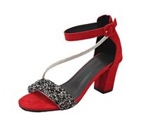 Comfortable Platform Low Heel Shoes for Women Women'S Casual Side Hollow Belt Buckle Thick Heel Roman Shoes Summer Sandals Fashion Brown Flat Sandals for Womens Sandles (Red,4.5)