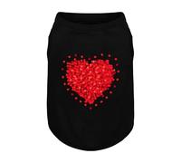 Comfortable Polyester-Cotton Dog Shirt - Romantic Rose Petals Heart Pattern, Perfect for Small & Medium Dogs, Soft & Stylish Pet Apparel for Everyday Wear. Black L