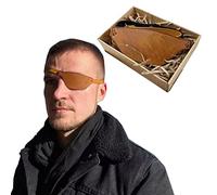 Comfortable PU Leather Eye Mask - Retro Blindfold PU Leather Pirate Eye Patch - Gothic Single Eye Mask with Adjustable Buckle - for Adults And Children Costume Accessory Cosplay (yellow left)