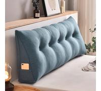 Comfortable Reading Backrest Pillow - Triangular Wedge rt Cushion for board Removable Linen Cotton Cover Lumbar rt Size: 180x50x20cm (Azul 150x50x20cm)