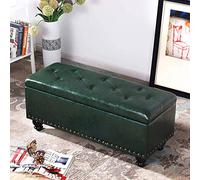 Comfortable Rectangle Ottoman Foot Stool with Storage - Multifunctional Wood Pouffe for Adults Ideal for Living Room Bedroom and Footrest Use