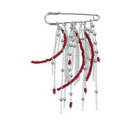 Comfortable Red Bead Chains Fringe Brooch Pin Decorative Accessory for Secure Wear on Scarves Hats Purses Daily Hat Pin