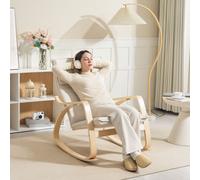 Comfortable Relax Rocking Chair, Lounge Chair Recliner with Headrest HOMCOM Cream One Size