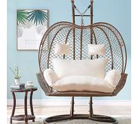 Comfortable Replacement Cushions for Hanging Egg Chair - Thickened Round Patio Cushions for 2-Person Hammock Swing Washable Rattan Chair Cushions Outdoor Seating Essentials
