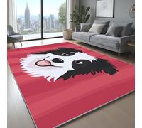 Comfortable Rug Cartoon Cute Animal Puppy Shaggy Soft Home Area Rug for Bedroom Hall Kids Baby Room Hallway Runners Carpet Mat Rose Red, 160 x 230 cm
