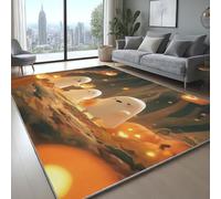 Comfortable Rug Cartoon Halloween Ghost Jack-O'-Lantern Shaggy Soft carpet for Bedroom Hall Kids Baby Room Hallway Runners Carpet Mat Orange, 140 x 200 cm
