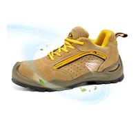 Comfortable Safety Shoes for Men & Women, 7296YN S1P SRC Safety Trainers with Steel Toe Cap, Lightweight Wide Fit Safety Work Boots for Site, Construction,DIY, Lab etc Beige