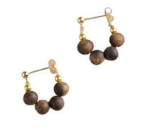 Comfortable sandalwood earrings Ear hoops feature hand-carved details Lightweight wooden earrings designed for sensitive ears all day long