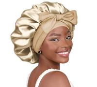 Comfortable Silk Sleep Bonnet for Women with Adjustable Straps for A Night's Rest Luxury Silk Sleepwear Khaki