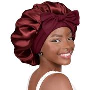 Comfortable Silk Sleep Bonnet for Women with Adjustable Straps for A Night's Rest Luxury Silk Sleepwear Wine red