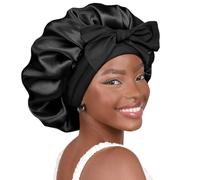 Comfortable Silk Sleep Bonnet for Women with Adjustable Straps for A Night's Rest Luxury Silk Sleepwear Black