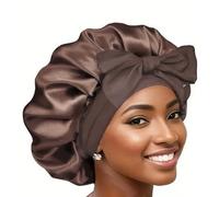 Comfortable Silk Sleep Bonnet for Women with Adjustable Straps for A Night's Rest Luxury Silk Sleepwear Brown