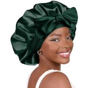Comfortable Silk Sleep Bonnet for Women with Adjustable Straps for A Night's Rest Luxury Silk Sleepwear Dark Green