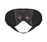 Comfortable Sleep Black Cute Cat__标签: Print Eye Mask - Full Eye Covers, Adjustable, Soft & Breathable for Travel, Meditation