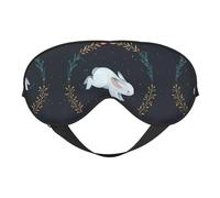 Comfortable Sleep Cute White Rabbit Print Eye Mask - Full Eye Covers, Adjustable, Soft & Breathable for Travel, Meditation