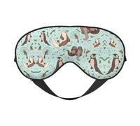 Comfortable Sleep Otters Print Eye Mask – Full Eye Covers, Adjustable, Soft & Breathable for Travel, Meditation