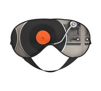 Comfortable Sleep Vintage Vinyl Record Print Eye Mask â€“ Full Eye Covers, Adjustable, Soft & Breathable for Travel, Meditation
