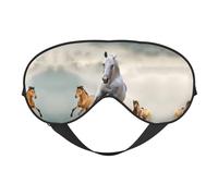 Comfortable Sleep Wild Animal Horses Pattern Print Eye Mask â€“ Full Eye Covers, Adjustable, Soft & Breathable for Travel, Meditation