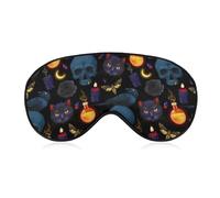 Comfortable Sleeping Eye Mask Cover,Adjustable Strap Sleep Eye Mask,Sleep Shade Cover for Travel Yoga Nap Compatible with Halloween Goth Moon Black Cat Raven Skull