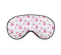 Comfortable Sleeping Mask, Airplane Travel Adjustable Strap Sleep Eye Mask, Breast Cancer Awareness Pink Ribbons White
